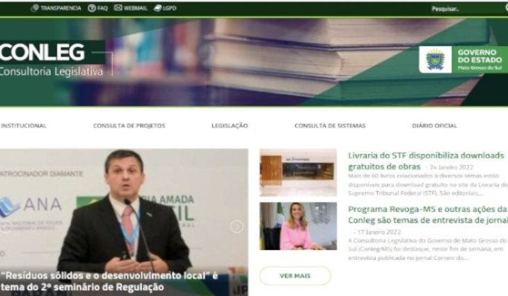 Site da Conleg oferece notícias, leis, consultas jurídicas para a população