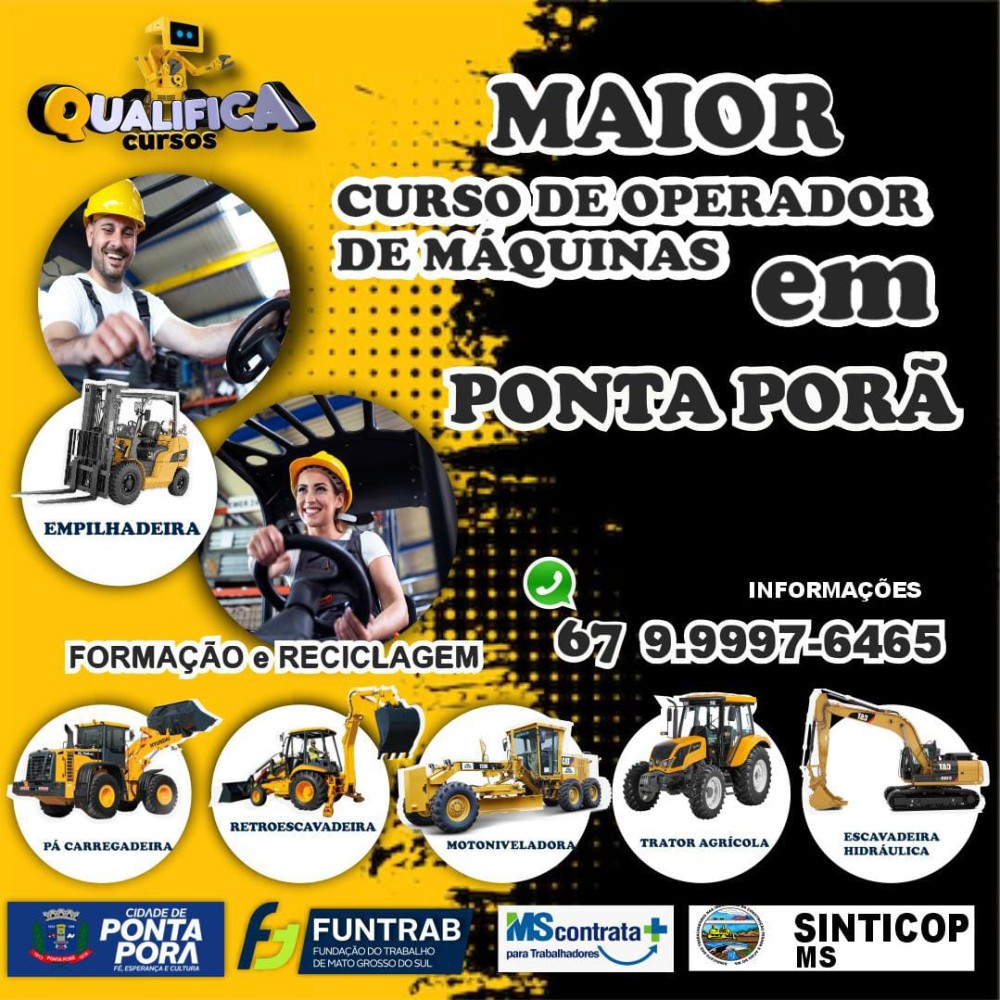 Inscrições para curso de máquinas pesadas terminam nesta quarta-feira