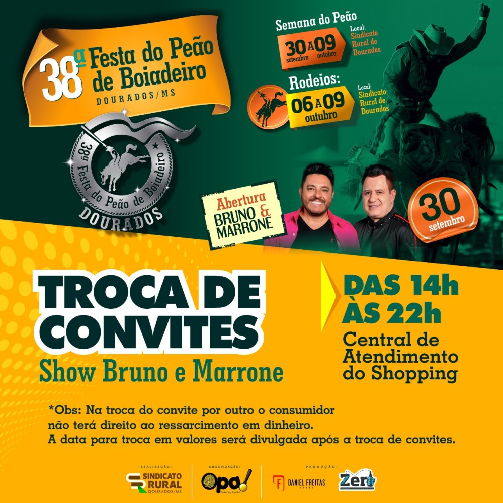 Troca de convites do show Bruno&Marrone segue até dia 18 no Shopping
