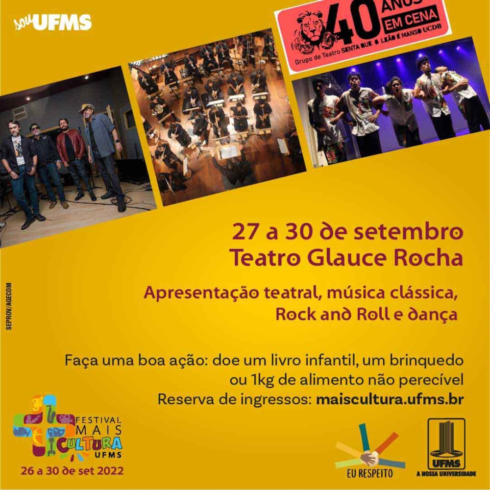 Festival Mais Cultura terá apresentações de música clássica, rock e dança no Teatro Glauce Rocha