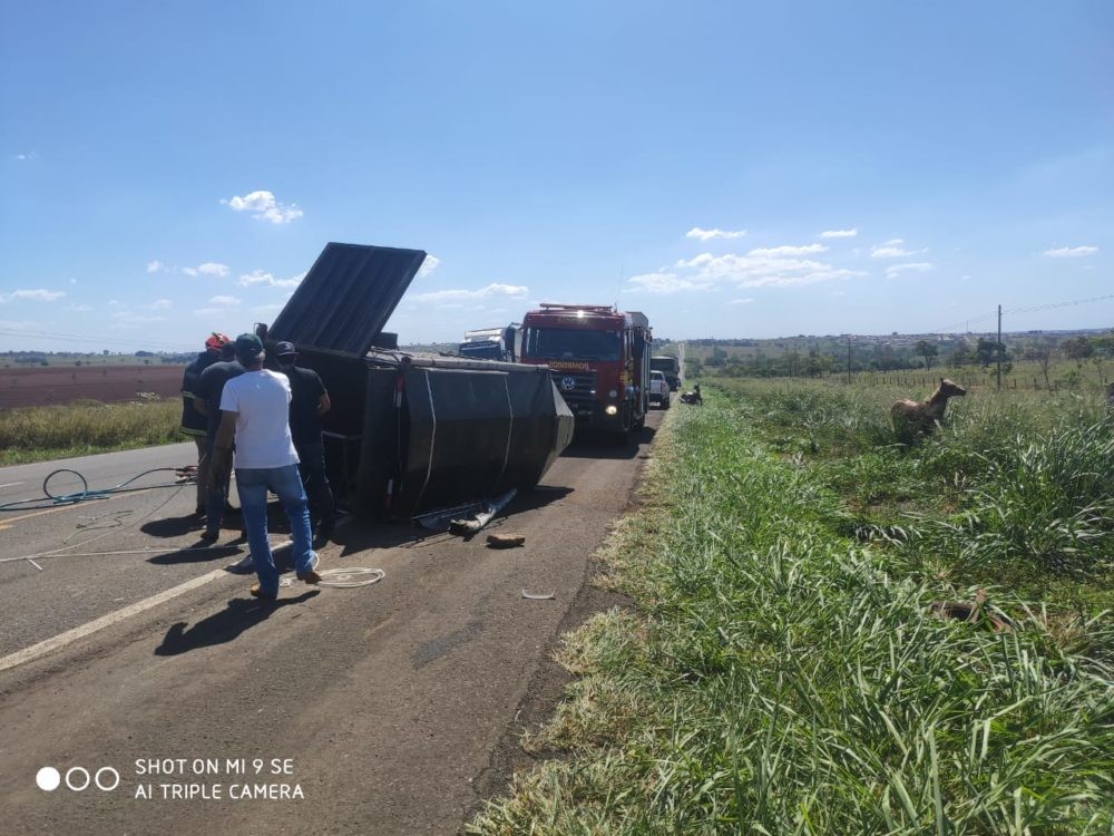 Caminhonete que ‘rebocava’ cavalos capota na BR-267