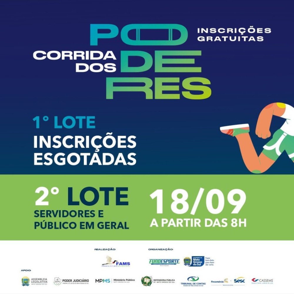 Corrida dos Poderes abre novo lote de inscrições nesta segunda-feira ao público em geral