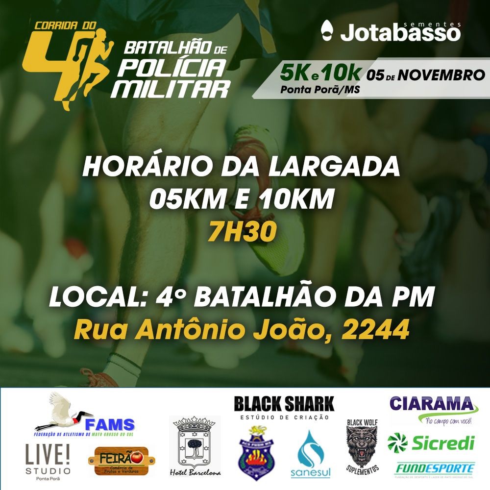 Confira as ruas que serão interditadas para a Corrida do Batalhão que acontece domingo em Ponta Porã