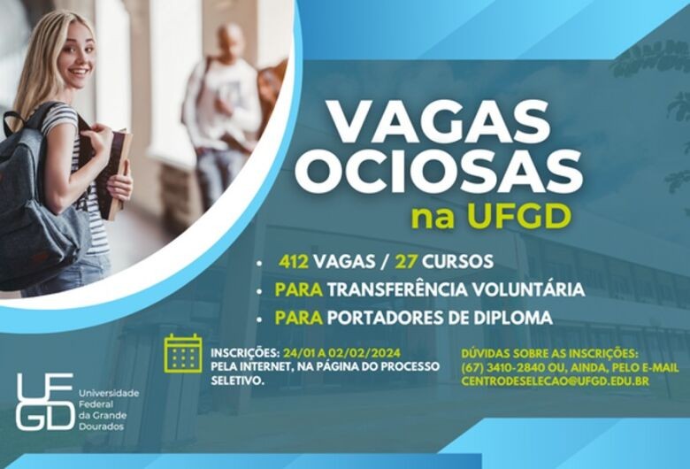 UFGD abre seleção para Transferência a Portadores de Diploma