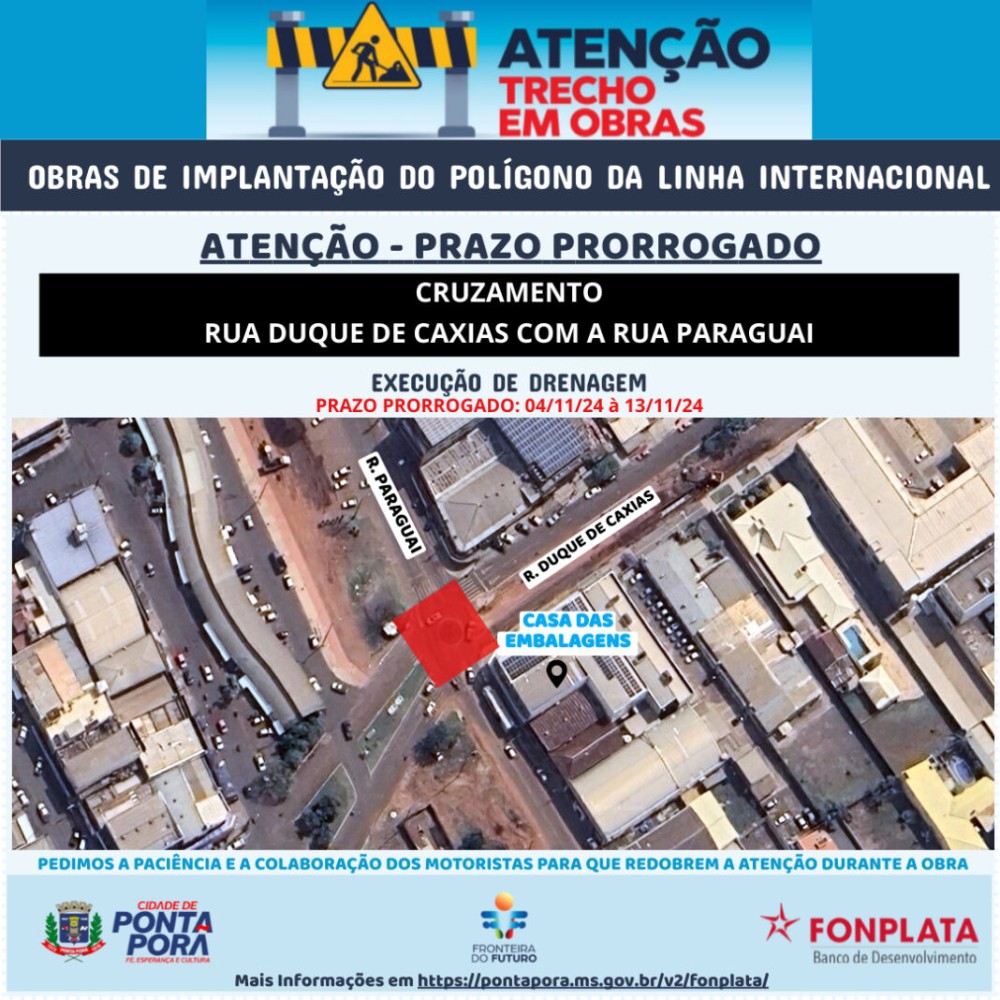 Instalação de drenagem chega ao cruzamento da Avenida Brasil esquina com Guia Lopes