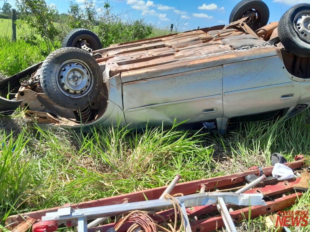 Capotamento deixa um morto e dois feridos em Ponta Porã