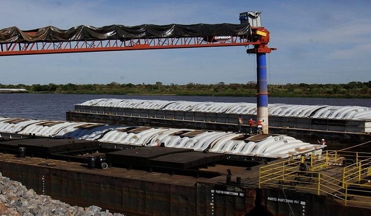 Volume das exportações de MS via Porto Murtinho cresce 57,83% em 2020