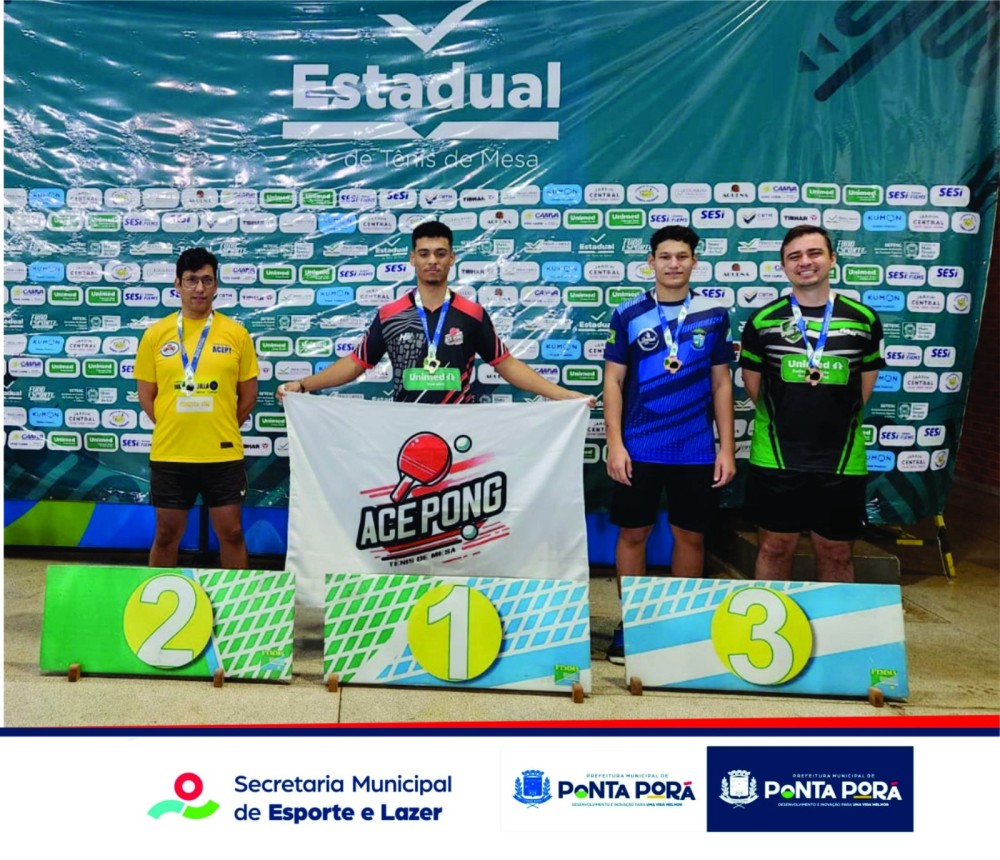 Mesatenistas de Ponta Porã conquistam 1 ouro e 3 medalhas de prata em etapa estadual