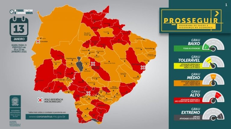 Prosseguir aponta 34 municípios em bandeira vermelha