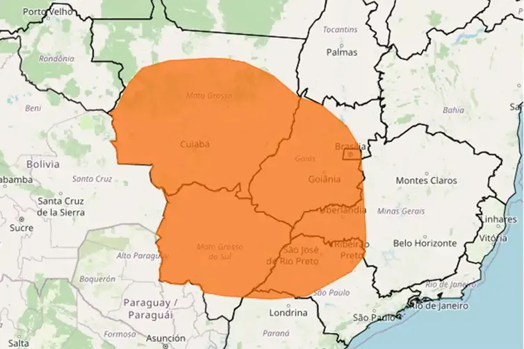Inmet emite alerta laranja para baixa umidade em MS e mais 5 estados, além do DF