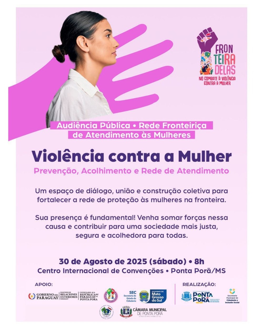 Violência contra a mulher é tema de debate neste sábado em Ponta Porã