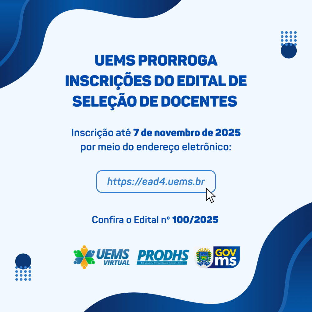UEMS prorroga inscrições do Edital de Seleção de Docentes até 7 de novembro