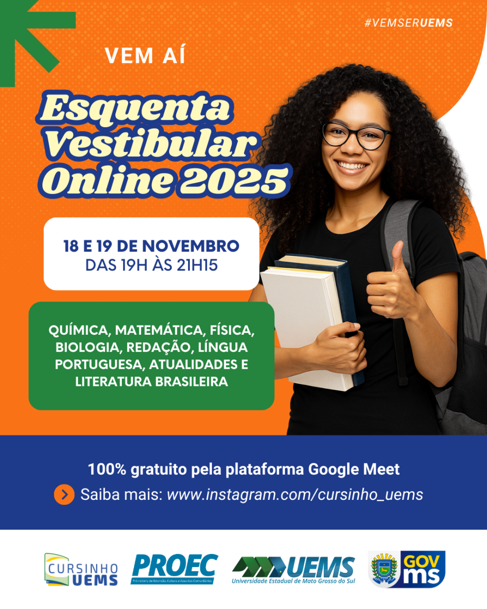 Estudantes podem turbinar preparação para o UEMSVest 2026 com aulões online 100% gratuitos