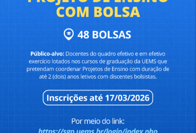 Uems seleciona projetos com bolsas para cursos de graduação