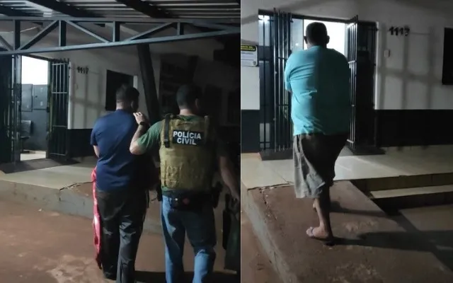 Presos sendo conuzidos para a delegacia de Rio Brilhante; Foto: Rio Brilhante em Tempo Real