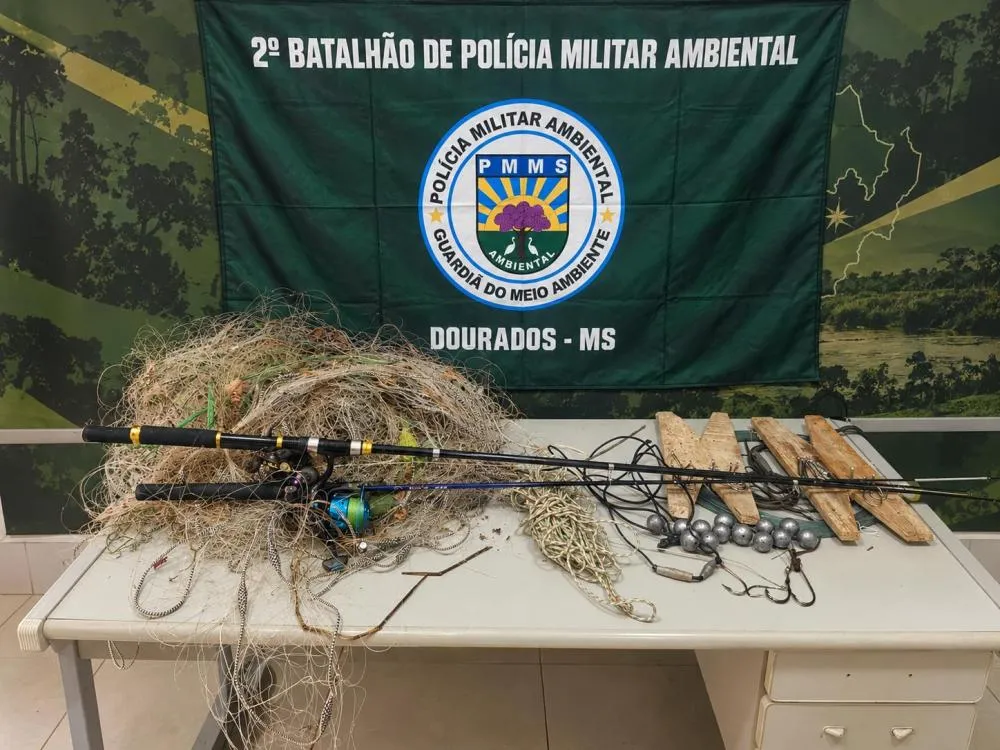  PM Ambiental usa drone e flagra três pessoas com petrechos proibidos no Rio Dourados