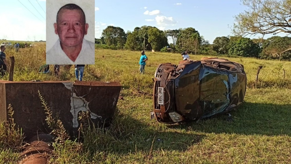 Homem morre ao capotar carro em estrada vicinal próximo a Santa Terezinha